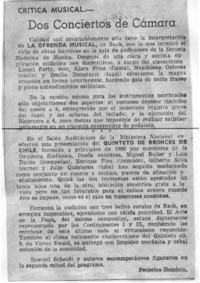 Dos conciertos de cámara Crítica Musical