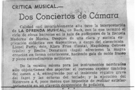 Dos conciertos de cámara Crítica Musical