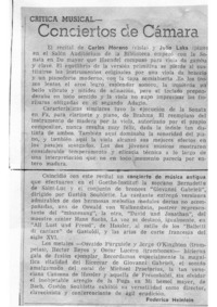 Conciertos de cámara Crítica Musical