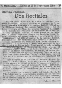 Dos recitales Crítica Musical