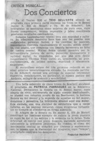 Dos conciertos Crítica Musical