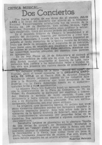 Dos Conciertos Crítica Musical