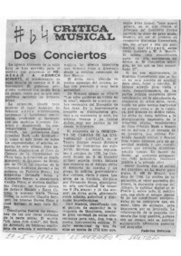 Dos Conciertos Crítica Musical