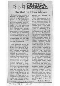 Recital de Elisa Alsina Crítica Musical
