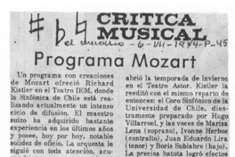 Programa Mozart Crítica musical