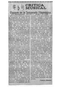 Clausura de la temporada filarmónica Crítica musical