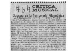Clausura de la temporada filarmónica Crítica musical