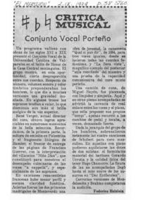 Conjunto Vocal Porteño Crítica musical