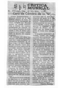Coro de cámara de la "U" Crítica musical