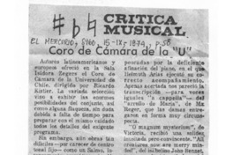 Coro de cámara de la "U" Crítica musical