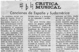 Canciones de España y Sudamérica Crítica musical