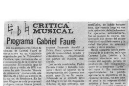 Programa Gabriel Fauré Crítica musical