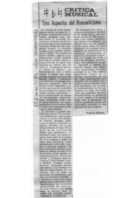 Tres Aspectos del Romanticismo Crítica musical