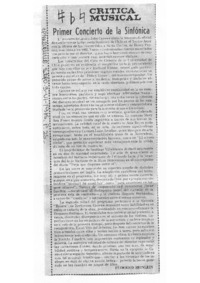 Primer Concierto de la sinfónica Crítica musical