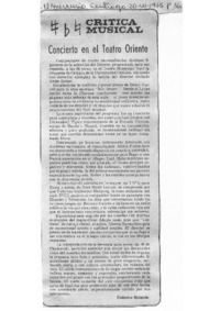 Concierto en el Teatro Oriente Crítica Musical