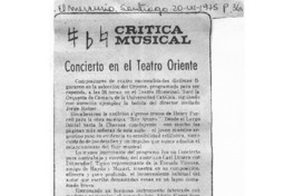 Concierto en el Teatro Oriente Crítica Musical
