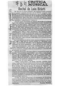 Recital de León Biriotti Crítica Musical