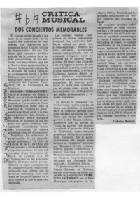 Dos Conciertos memorables Crítica Musical