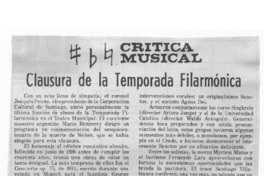 Clausura de la Temporada Filarmónica Crítica Musical