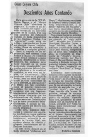 Doscientos Años Cantando Grupo Cámara Chile