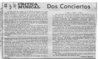 Dos conciertos Crítica Musical