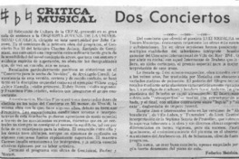 Dos conciertos Crítica Musical