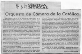 Orquesta de cámara de la Católica Crítica musical