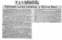 Carmen Luisa Letelier y Elvira Savi Crítica musical
