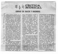 Obras de Bach y Haendel Crítica Musical