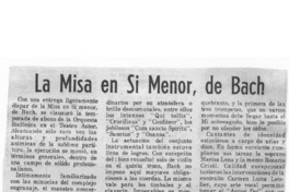 La Misa en Si Menor, de Bach Crítica Musical