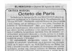 Octeto de París Crítica Musical