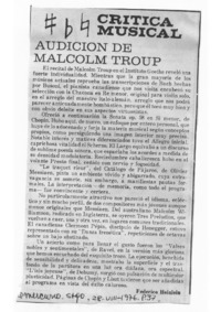 Audición de Malcolm Troup Crítica Musical