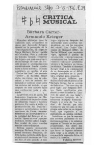 Bárbara Carter - Armando Krieger Crítica Musical