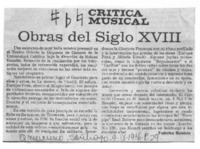 Obras del Siglo XVIII Crítica Musical