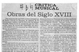 Obras del Siglo XVIII Crítica Musical