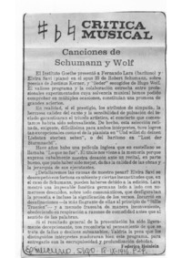Canciones de Schumann y Wolf Crítica Musical