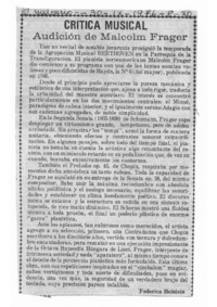 Audición de Malcolm Frager Crítica Musical