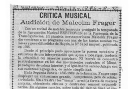 Audición de Malcolm Frager Crítica Musical