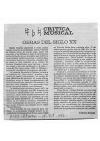 Obras del Siglo XX Crítica Musical