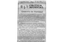 Oratorio de Navidad Crítica Musical