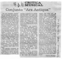 Conunto "Ars Antiqua" Crítica Musical