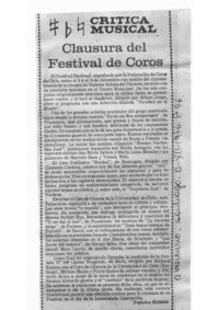 Clausura del Festival de Coros Crítica Musical