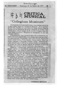 "Collegium Musicum" Crítica Musical