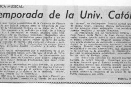 Temporada de la Univ. Católica Crítica Musical