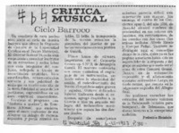 Ciclo Barroco Crítica Musical