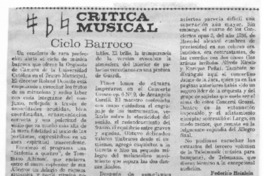 Ciclo Barroco Crítica Musical
