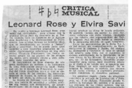 Leonard Rose y Elvira Savi Crítica Musical