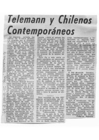 Telemann y Chilenos contemporáneos Crítica Musical