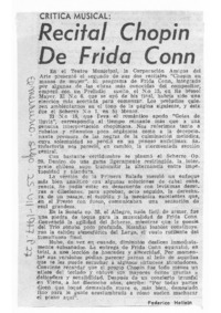 Crítica Musical Recital Chopin con Frida Conn