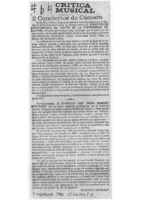 Crítica Musical Dos Conciertos de Cámara